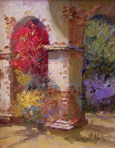 stucco and flowers